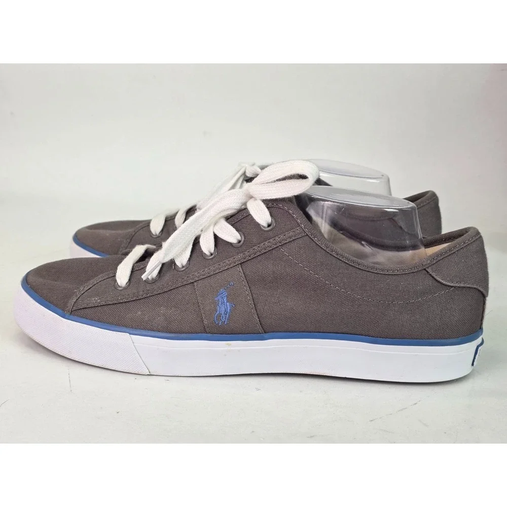 Polo Ralph Lauren Men's Sneakers Size 13‎ D Gray Canvas Clifton Lace Up Shoes